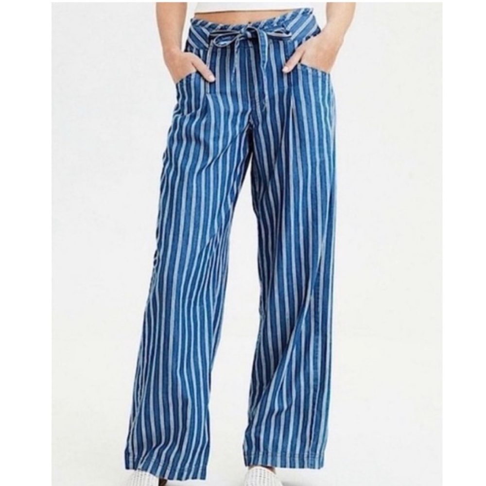 American Eagle Denim Wide Leg Pinstripe Pants